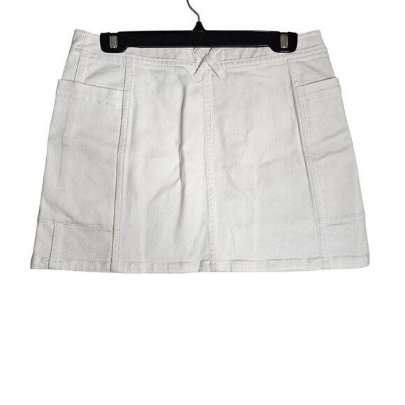 Theory Womens Off White Button Fly  Denim Mini Skirt Size 29 - Picture 2 of 6